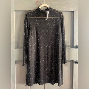 Elegant Black Sheer w/ rhinestones Dress. NWT
